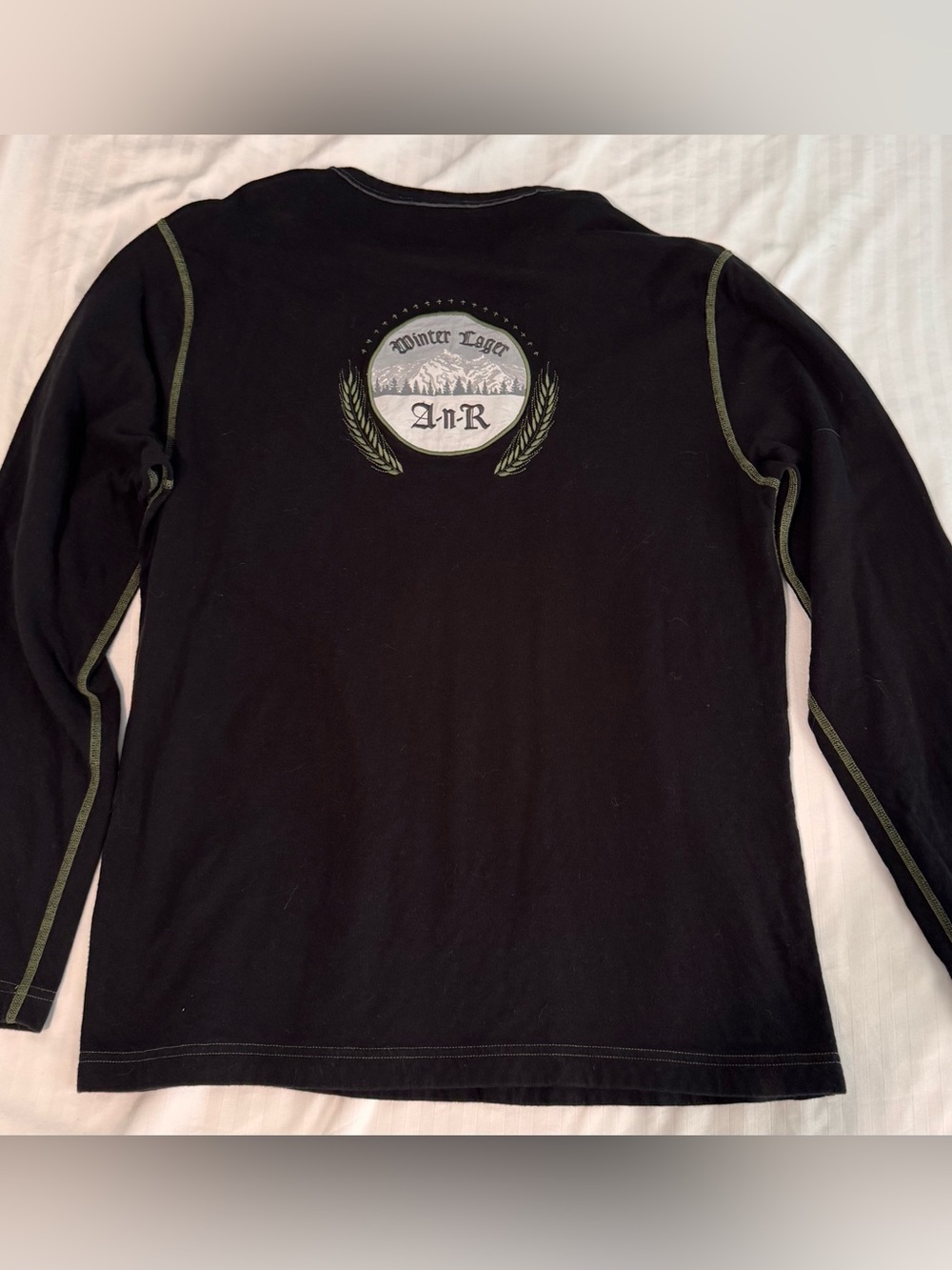 Alp N Rock Winter Lager Black Long-Sleeve Crew with Olive Contrast Stitching